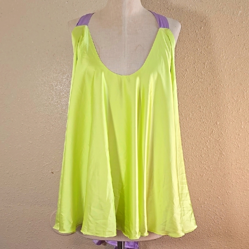 The Dolls House By Revolve Lime Green and Purple Sleeveless Top